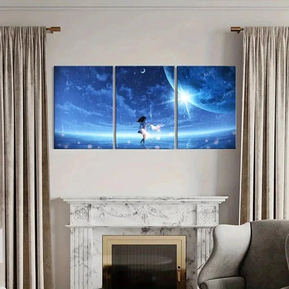 3pcs Modern Fantasy Art Anime Girl Wall Art Set Canvas Framed 40x60cm - High Quality Print 100% Australian Made Wall Canvas Ready to Hang - Bella Home Decor