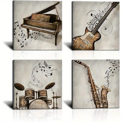 4pcs Panel Music   Wall Art Canvas Framed