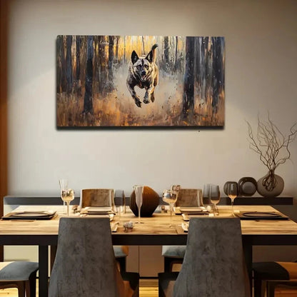 Jumping Wolf Dog Décor Wall Art Canvas Office Home Room Framed 120x60cm