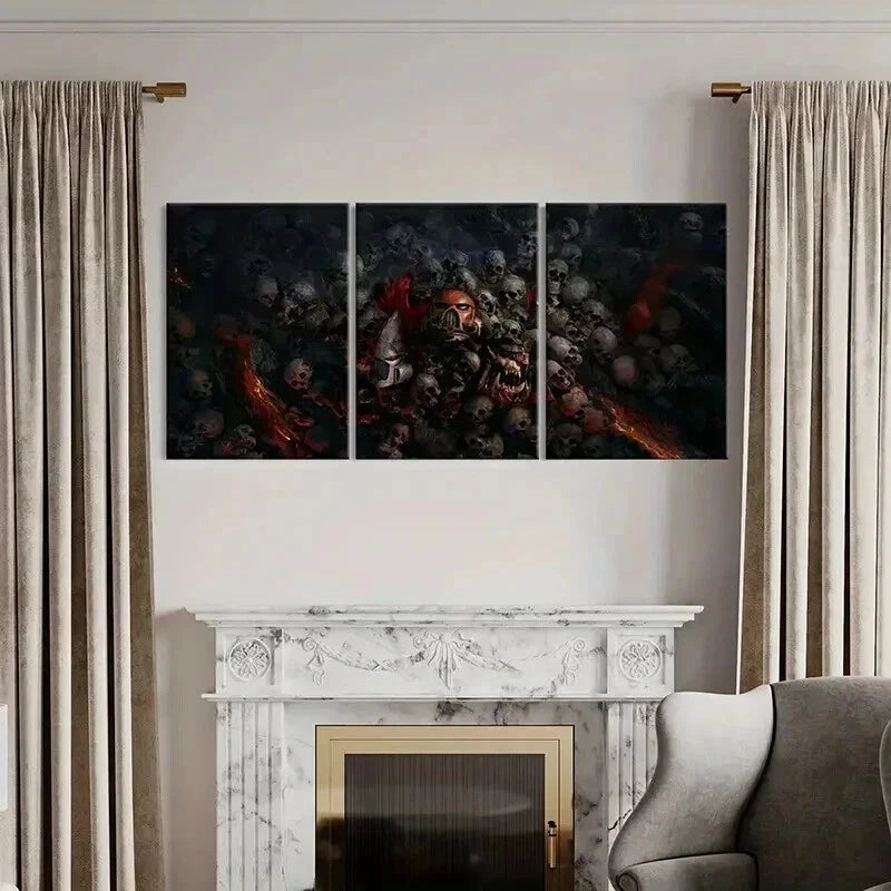 3pcs Fantasy Figures Skeletons Game Characters Wall Art Set Canvas Framed 50x70cm - High Quality Print 100% Australian Made Wall Canvas Ready to Hang - Bella Home Decor