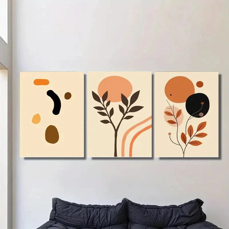 3pcs Abstract Modern Minimalist Botanical Metal Print Ready to Hang Art