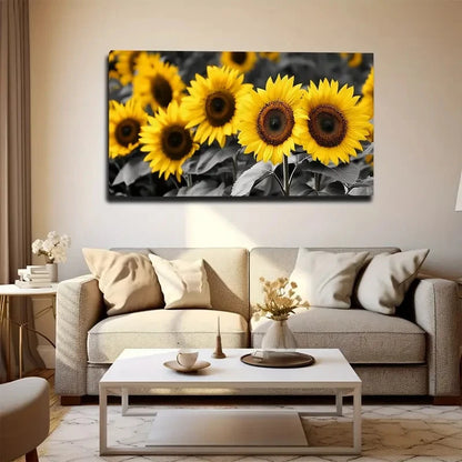 Vibrant Yellow Sunflowers Wall Art Canvas Office Home Room Framed 120x60cm