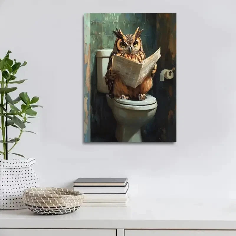 Beautiful Whimsy Woodland Owl Painting 40x60cm Metal Print Ready to Hang - Bella Home Decor
