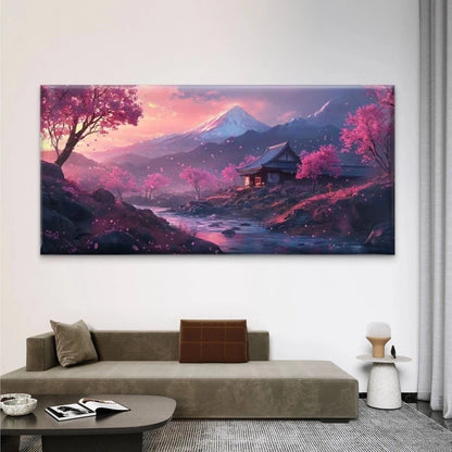 Tranquil Stream Landscape Wall Art Canvas Office Home Room Framed 120x60cm