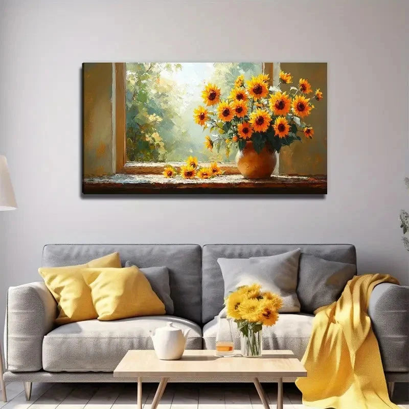 Sunflower Flowers Perfect Wall Art Canvas Office Home Room Framed 120x60cm