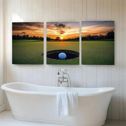 3pcs Golf Course Sunset Scenic Sports Perfect Wall Art Set Canvas Framed 60x90cm - High Quality Print 100% Australian Made Wall Canvas Ready to Hang - Bella Home Decor