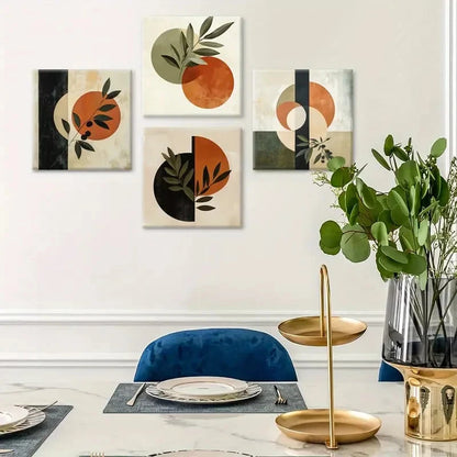 4pcs Botanical Square Wall Art Canvas Framed - Bella Home Decor