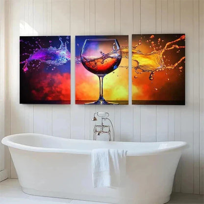 3pcs Wine Splash Wine Splash Vibrant Perfect Wall Art Canvas Unframed - High Quality Print 100% Australian Made Wall Canvas