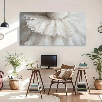 Elegant White Tutu Ballet Wall Art Canvas Office Home Room Framed 120x60cm - Bella Home Decor
