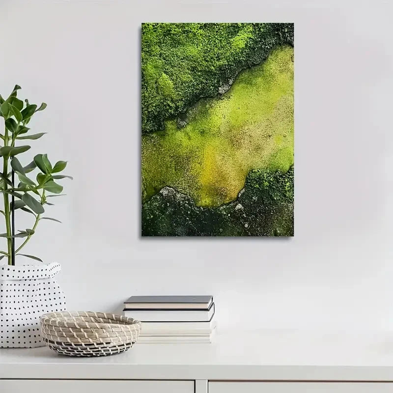 Beautiful Emerald Moss Grassland Landscape Painting 40x60cm Metal Print Ready to Hang - Bella Home Decor