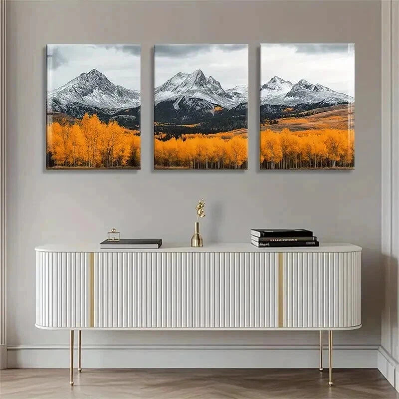 3pcs Majestic Mountain Vibrant Autumn Perfect Wall Art Set Canvas Framed 60x90cm - High Quality Print 100% Australian Made Wall Canvas Ready to Hang