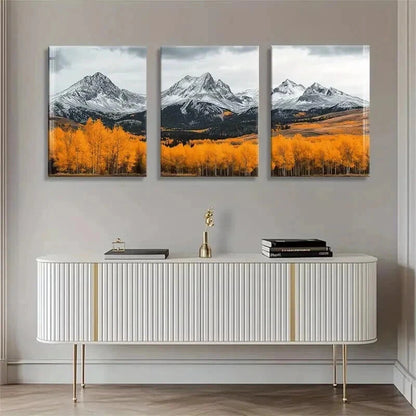 3pcs Majestic Mountain Vibrant Autumn Perfect Wall Art Set Canvas Framed 60x90cm - High Quality Print 100% Australian Made Wall Canvas Ready to Hang