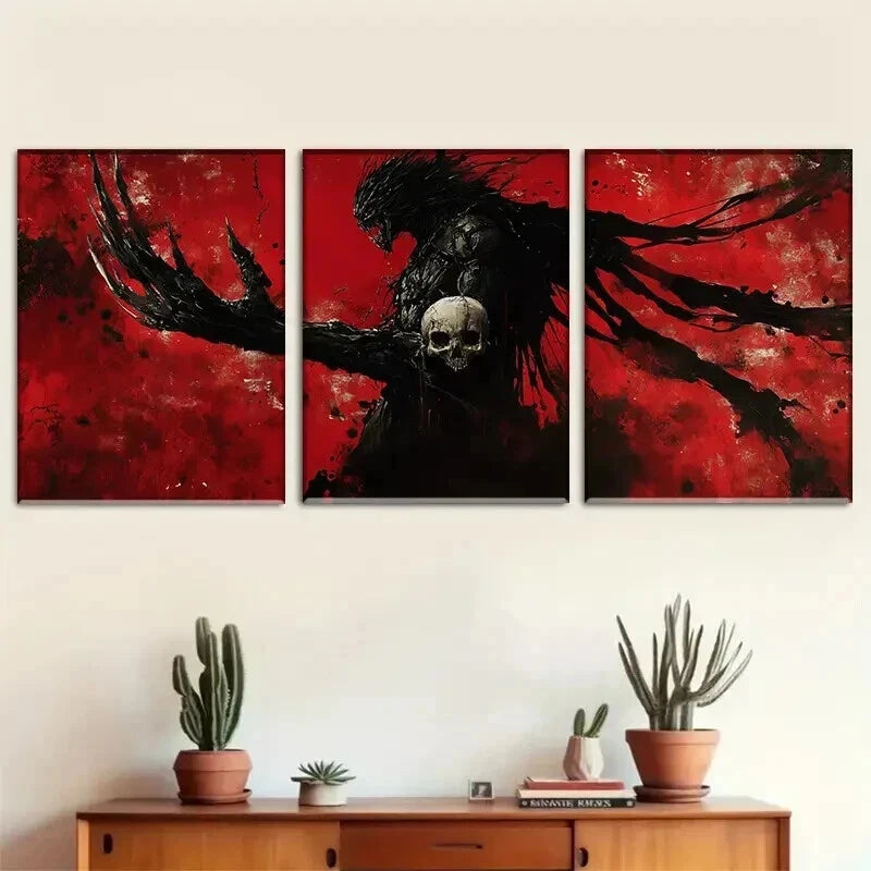 3pcs Dark Fantasy Mysterious Shadowy Perfect Wall Art Set Canvas Framed 60x90cm - High Quality Print 100% Australian Made Wall Canvas Ready to Hang - Bella Home Decor