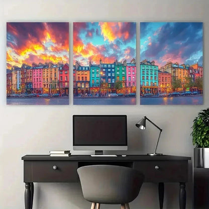 3pcs Dublin Cityscape Landmarks Perfect Wall Art Set Canvas Framed 50x70cm - High Quality Print 100% Australian Made Wall Canvas Ready to Hang - Bella Home Decor