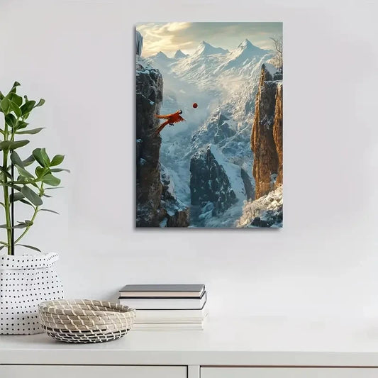 Cyberpunk Parrot Playing with Ball Painting 40x60cm Metal Print Ready to Hang - Bella Home Decor
