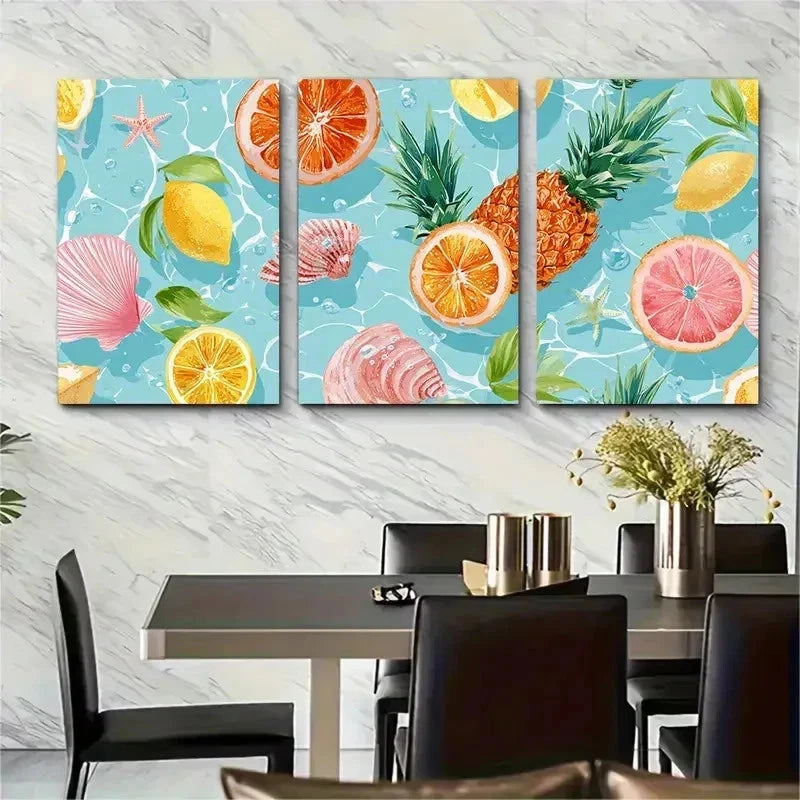 3pcs Sunshine Trendy Beach House Décor Perfect Wall Art Set Canvas Framed 50x70cm - High Quality Print 100% Australian Made Wall Canvas Ready to Hang