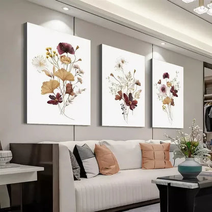 3pcs Modern Abstract Elegant Wildflower Canvas Unframed - High Quality Print 100% Australian Made Wall Canvas