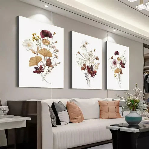 3pcs Modern Abstract Elegant Wildflower Canvas Unframed - High Quality Print 100% Australian Made Wall Canvas