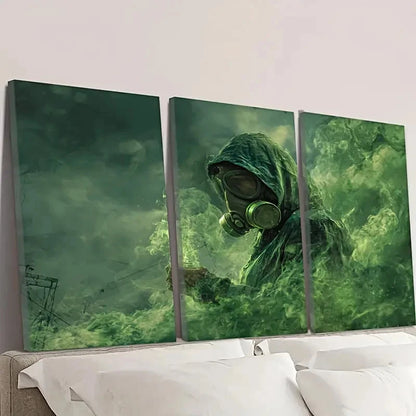 3pcs Green Smoke Wall Art Set Canvas Framed 50x70cm - High Quality Print 100% Australian Made Wall Canvas Ready to Hang