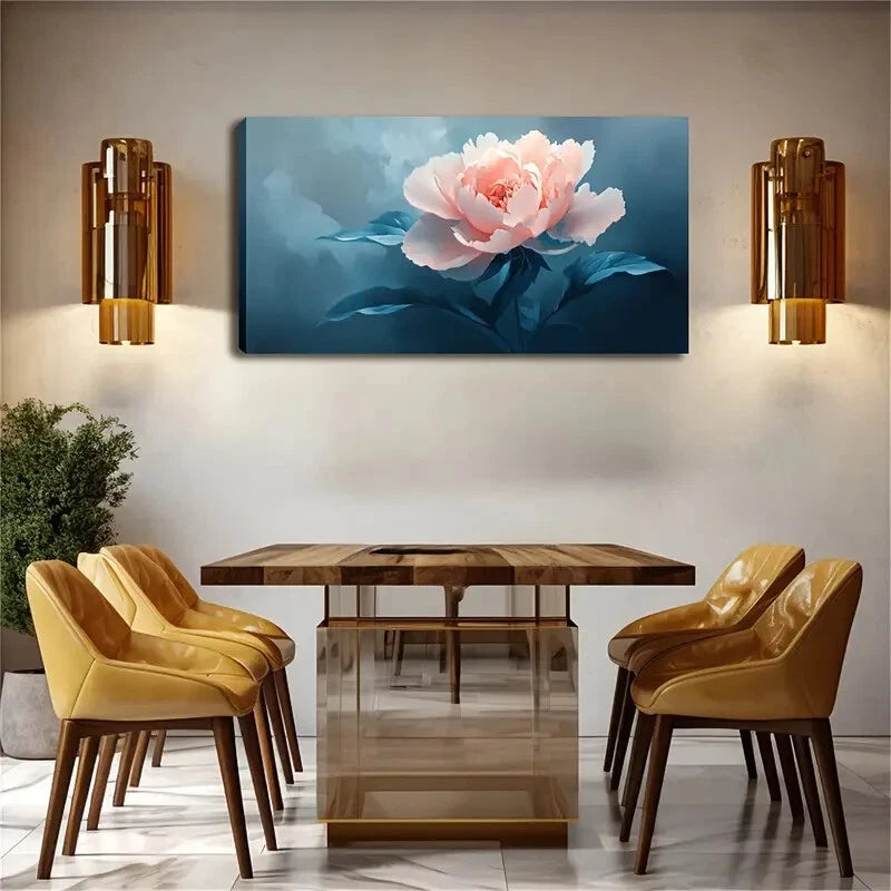 A Blooming Pink Peony Flower Wall Art Canvas Office Home Room Framed 120x60cm - Bella Home Decor