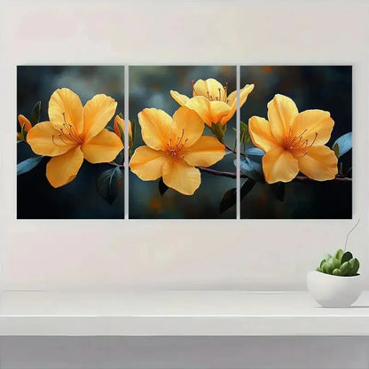 3pcs Yellow Azalea Floral Wall Decor YA      Wall Art Set Canvas Framed 40x60cm - High Quality Print 100% Australian Made Wall Canvas Ready to Hang