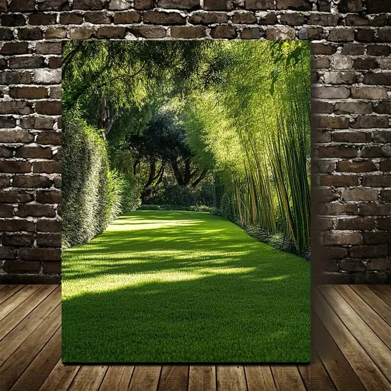 Emerald Bamboo Grass Lawn Painting 40x60cm Metal Print Ready to Hang