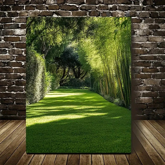 Emerald Bamboo Grass Lawn Painting  40x60cm Metal Print Ready to Hang - Bella Home Decor