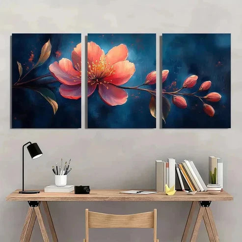 3pcs Myrtle Flower Peachy-Pink Wall Art Canvas Unframed - High Quality Print 100% Australian Made Wall Canvas