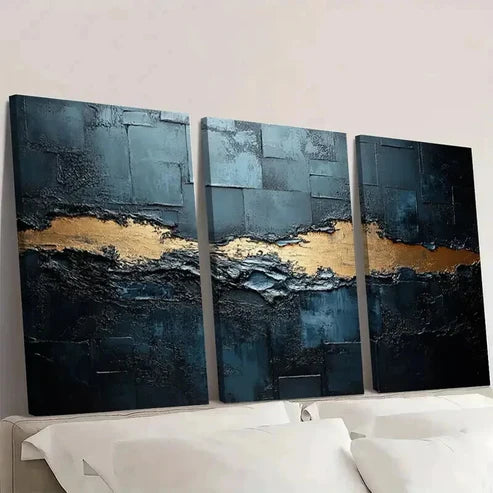 3pcs Modern Black and Silvery Texture Wall Art Set Canvas Unframed - High Quality Print 100% Australian Made Wall Canvas