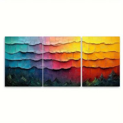 3pcs Abstract Modern Colorful RI  Wall Art Set Canvas Framed 60x90cm - High Quality Print 100% Australian Made Wall Canvas Ready to Hang - Bella Home Decor