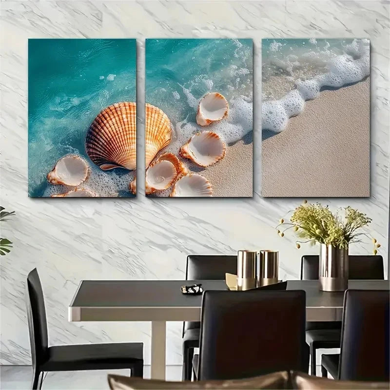 3pcs Australian Shelly Beach Wall Hanging   Wall Art Set Canvas Framed 40x60cm - High Quality Print 100% Australian Made Wall Canvas Ready to Hang - Bella Home Decor