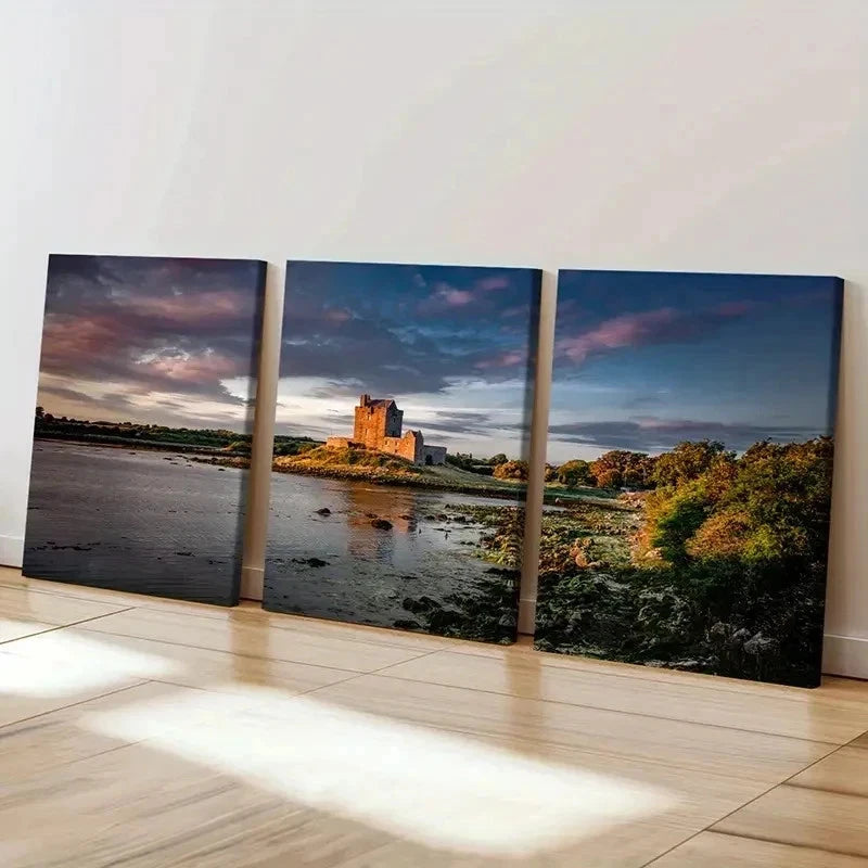3pcs Forest Lake House Natural Landscape Wall Art Set Canvas Framed 60x90cm - High Quality Print 100% Australian Made Wall Canvas Ready to Hang - Bella Home Decor