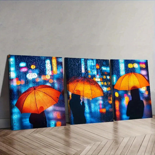 3pcs Yellow Umbrella Luxurious Wall Art Set Canvas Framed 40x60cm - High Quality Print 100% Australian Made Wall Canvas Ready to Hang