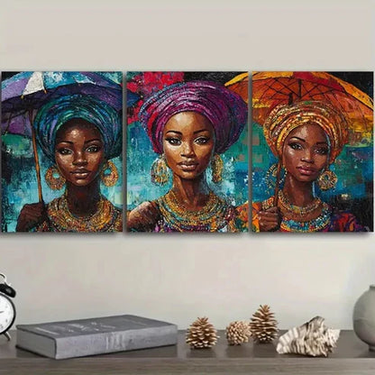 3pcs Three Lovely Women Wall Art Set Canvas Unframed - High Quality Print 100% Australian Made Wall Canvas - Bella Home Decor