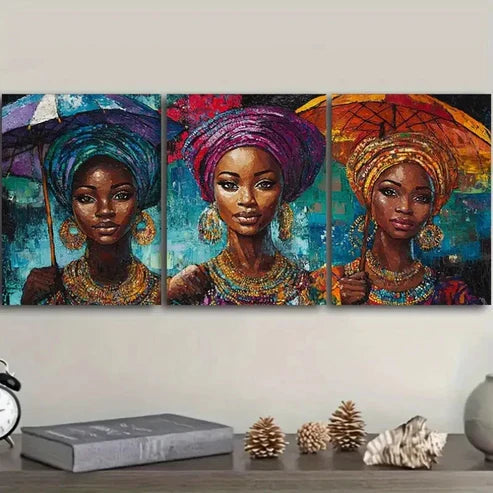 3pcs Three Lovely Women Wall Art Set Canvas Unframed - High Quality Print 100% Australian Made Wall Canvas - Bella Home Decor