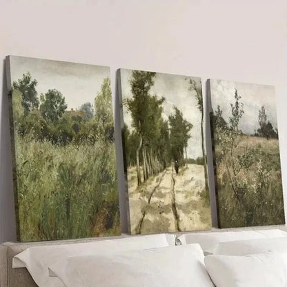 3pcs Retro Gardenia Flower Meadows Wall Art Canvas Unframed - High Quality Print 100% Australian Made Wall Canvas