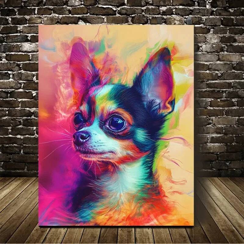 Abstract Art CutePet Chihuahua Dog Painting 40x60cm Metal Print Ready to Hang - Bella Home Decor