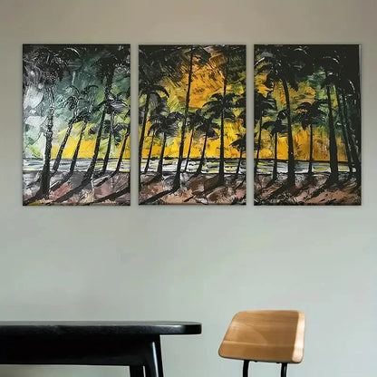 3pcs Colorful abstract island forest Wall Art Set Canvas Framed 50x70cm - High Quality Print 100% Australian Made Wall Canvas Ready to Hang - Bella Home Decor