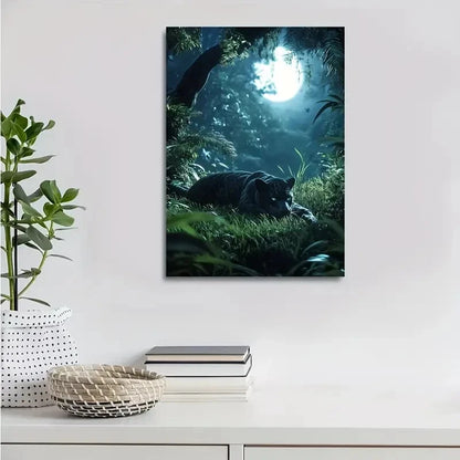 Enchanting Jungle Panther Scene with Soft Painting 40x60cm Metal Print Ready to Hang - Bella Home Decor