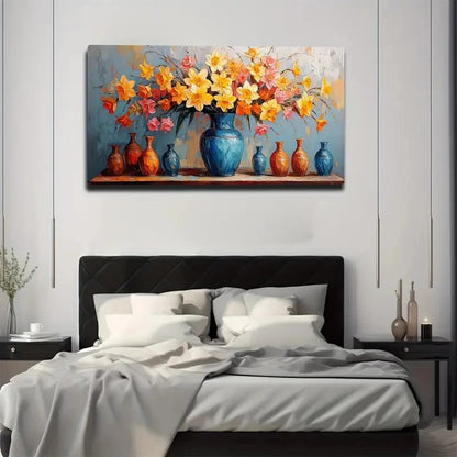 Vibrant Bouquet Design Wall Art canvas office home room framed 120x60cm
