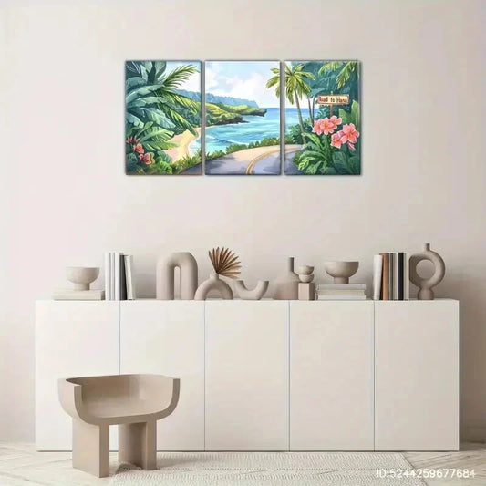 3pcs Tropical Island Decoration Maui Landscape Metal Print Ready to Hang Art