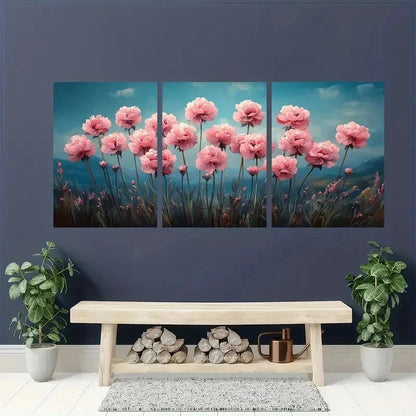 3pcs Sea Thrift Flower Armenia Marittima Perfect Wall Art Set Canvas Framed 60x90cm - High Quality Print 100% Australian Made Wall Canvas Ready to Hang - Bella Home Decor