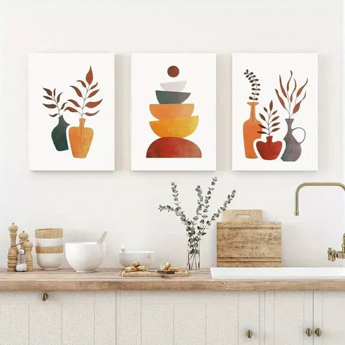 3pcs Modern Elegant Aesthetic Kitchen Art Set Canvas Unframed - High Quality Print 100% Australian Made Wall Canvas