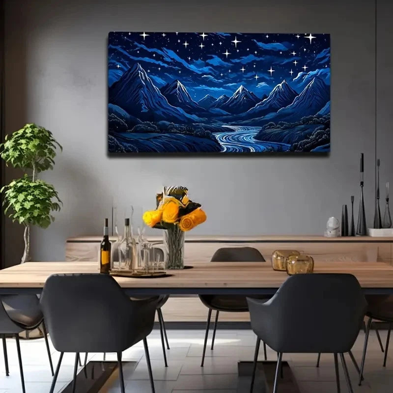 Mountains And River Wall Art Canvas Office Home Room Framed 120x60cm