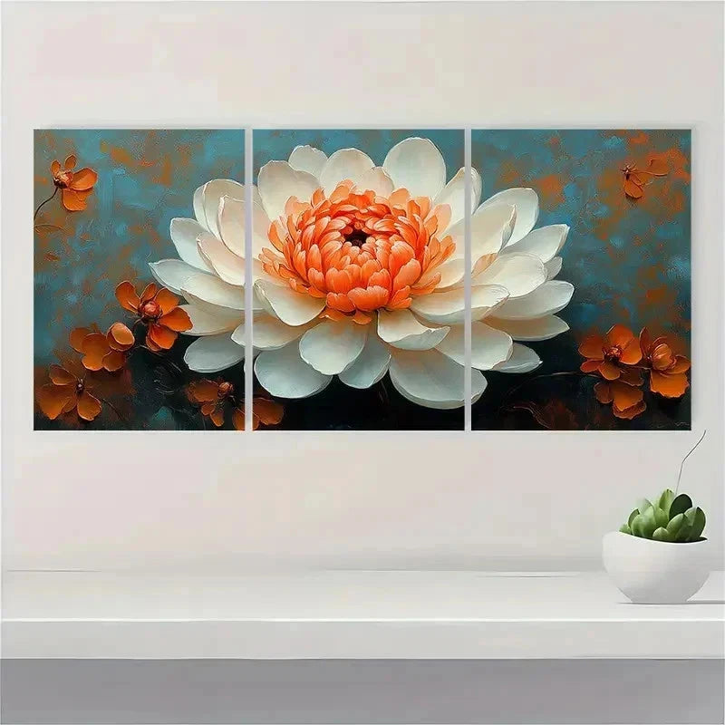 3pcs Chrysanthemum Flower White Perfect Wall Art Set Canvas Framed 40x60cm - High Quality Print 100% Australian Made Wall Canvas Ready to Hang - Bella Home Decor