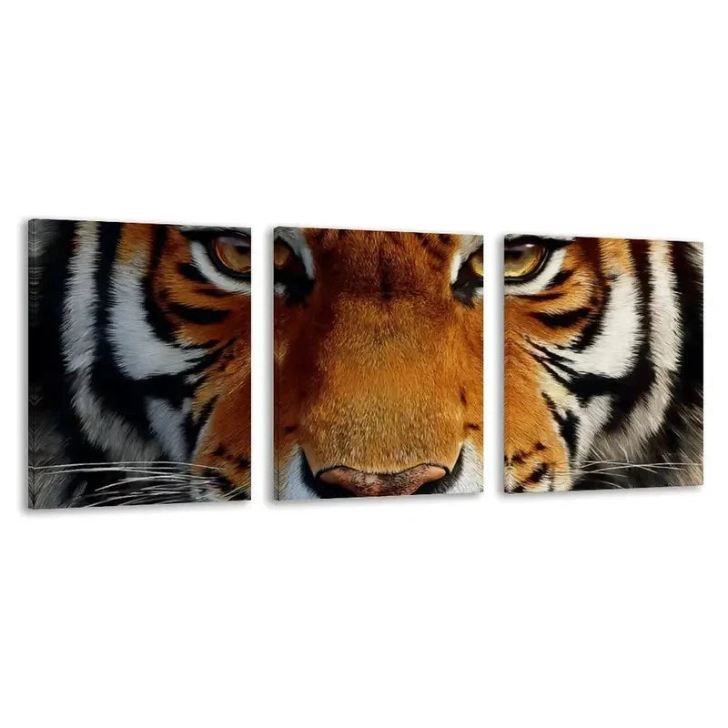 3pcs Realistic Tiger Face Decor   Wall Art Set Canvas Framed 40x60cm - High Quality Print 100% Australian Made Wall Canvas Ready to Hang