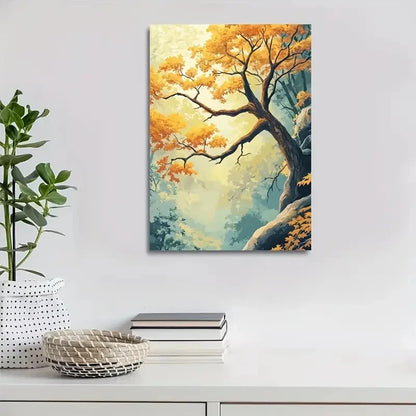 Flourishing Maple Forest Painting Vibrant 40x60cm Metal Print Ready to Hang - Bella Home Decor