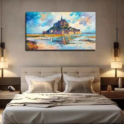 Castle By The Sea Modern Wall Art Canvas Office Home Room Framed 120x60cm