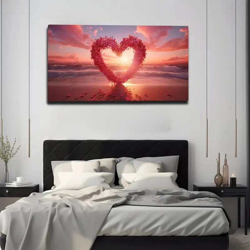 Shaped Pink Wreath Wall Art Canvas Office Home Room Framed 120x60cm