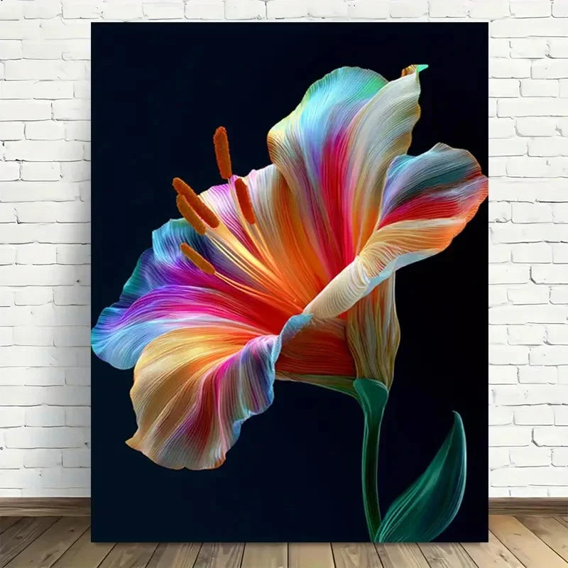Beautiful Vibrant Abstract Floral Painting 40x60cm Metal Print Ready to Hang - Bella Home Decor